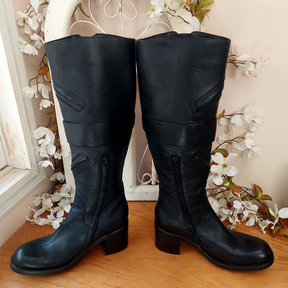 Sexy, Chic Free Lance Paris Black Leather Moto Motorcycle Boots 6.5 Portugal - Picture 5 of 16